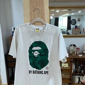 A Bathing Ape White and Green Short Sleeve Tee